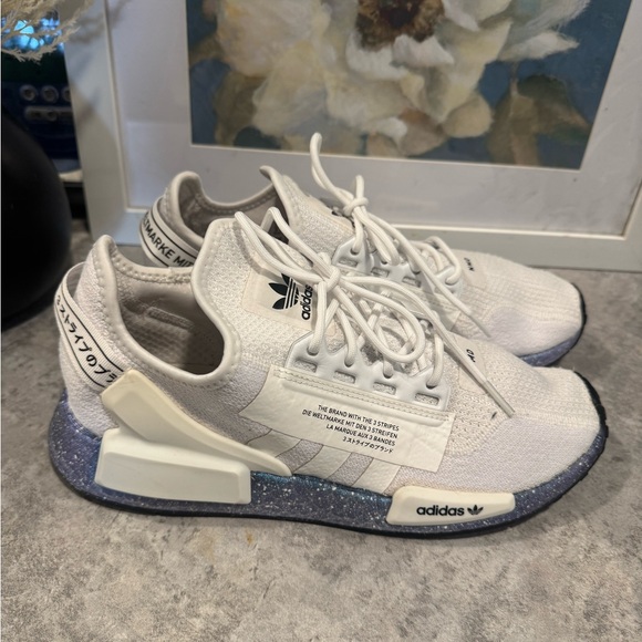 Adidas NMD R1 V2 Men's Size 9 White Speckled Sneakers GX5163 - Picture 1 of 9